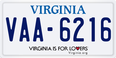VA license plate VAA6216