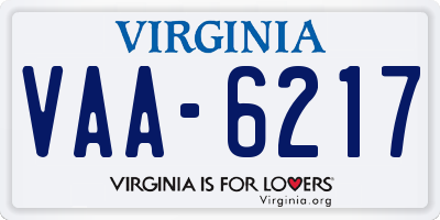 VA license plate VAA6217