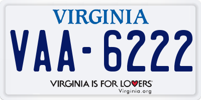 VA license plate VAA6222