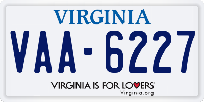 VA license plate VAA6227