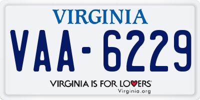 VA license plate VAA6229