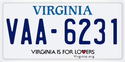 VA license plate VAA6231