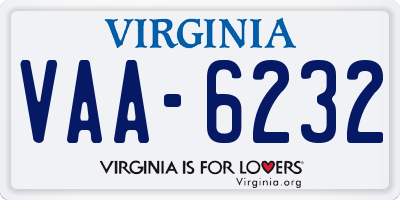 VA license plate VAA6232