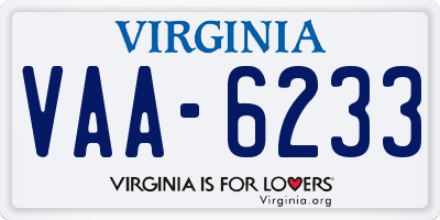 VA license plate VAA6233