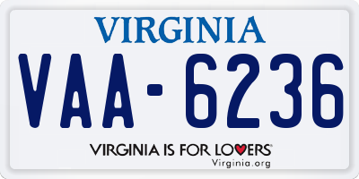VA license plate VAA6236