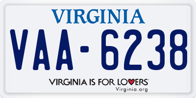 VA license plate VAA6238