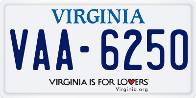 VA license plate VAA6250