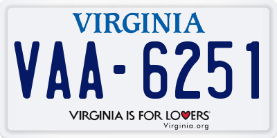 VA license plate VAA6251