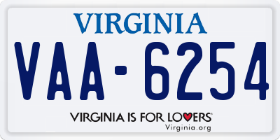 VA license plate VAA6254