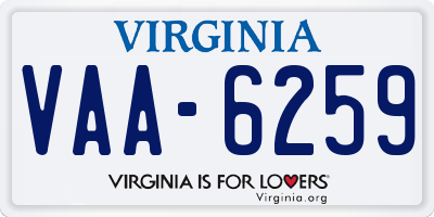 VA license plate VAA6259