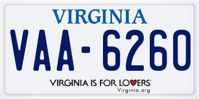 VA license plate VAA6260