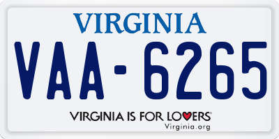 VA license plate VAA6265