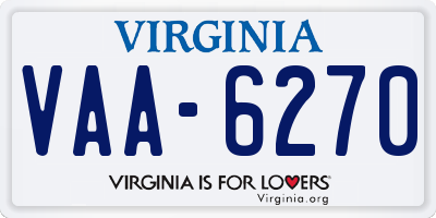 VA license plate VAA6270