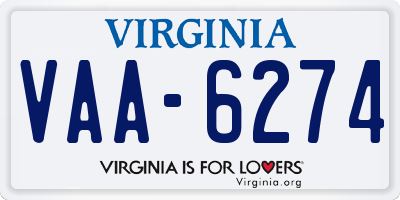 VA license plate VAA6274