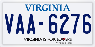 VA license plate VAA6276