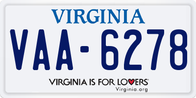 VA license plate VAA6278