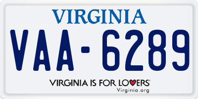 VA license plate VAA6289