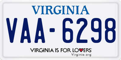 VA license plate VAA6298