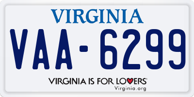VA license plate VAA6299