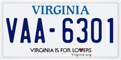 VA license plate VAA6301