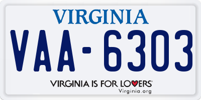 VA license plate VAA6303