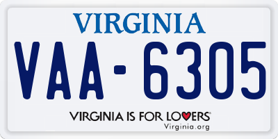 VA license plate VAA6305