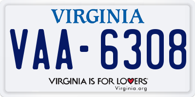 VA license plate VAA6308