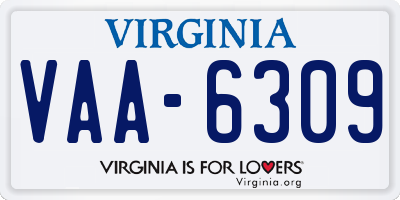 VA license plate VAA6309