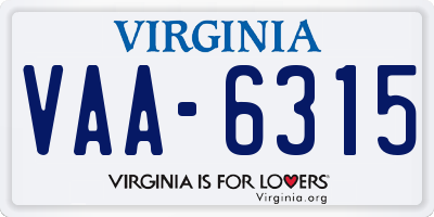 VA license plate VAA6315