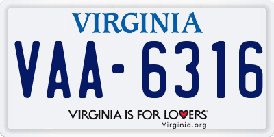 VA license plate VAA6316