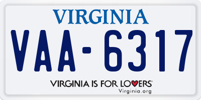 VA license plate VAA6317