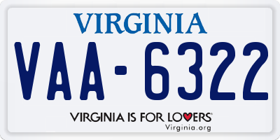 VA license plate VAA6322