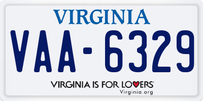 VA license plate VAA6329