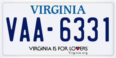 VA license plate VAA6331