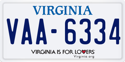 VA license plate VAA6334