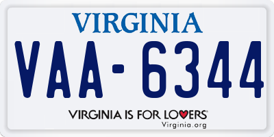 VA license plate VAA6344
