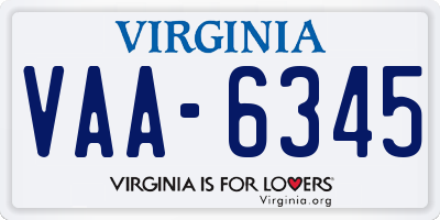 VA license plate VAA6345