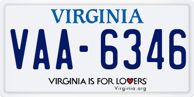 VA license plate VAA6346
