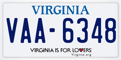 VA license plate VAA6348