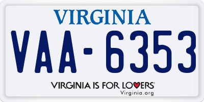 VA license plate VAA6353