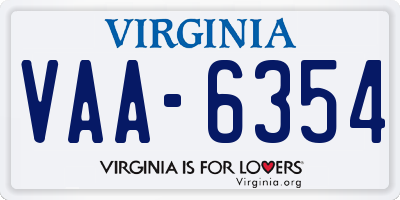 VA license plate VAA6354