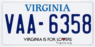 VA license plate VAA6358