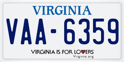 VA license plate VAA6359