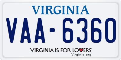 VA license plate VAA6360