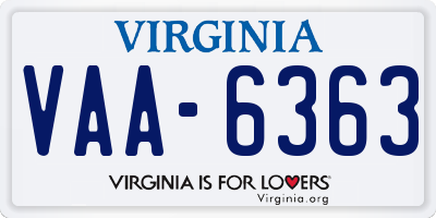 VA license plate VAA6363