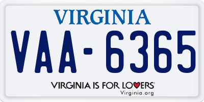 VA license plate VAA6365