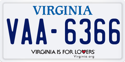 VA license plate VAA6366