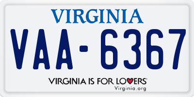 VA license plate VAA6367