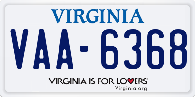 VA license plate VAA6368