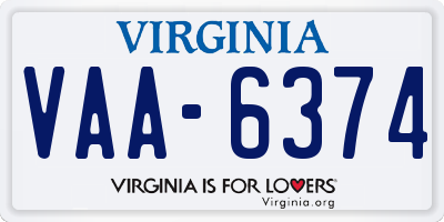 VA license plate VAA6374